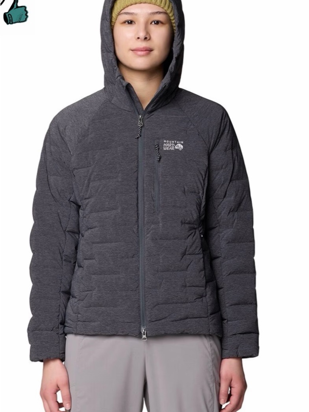 Mountain Hardwear Women's Dark Gray Hooded Insulated Puffer Jacket